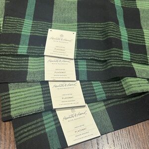 NWT 4 Hearth & Hand Green and Black Plaid Placemats